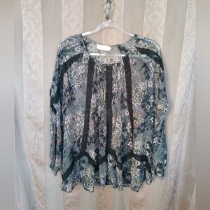 💎 4 Love And Liberty Johnny Was Floral Sheer Women's Top Silk Blouse